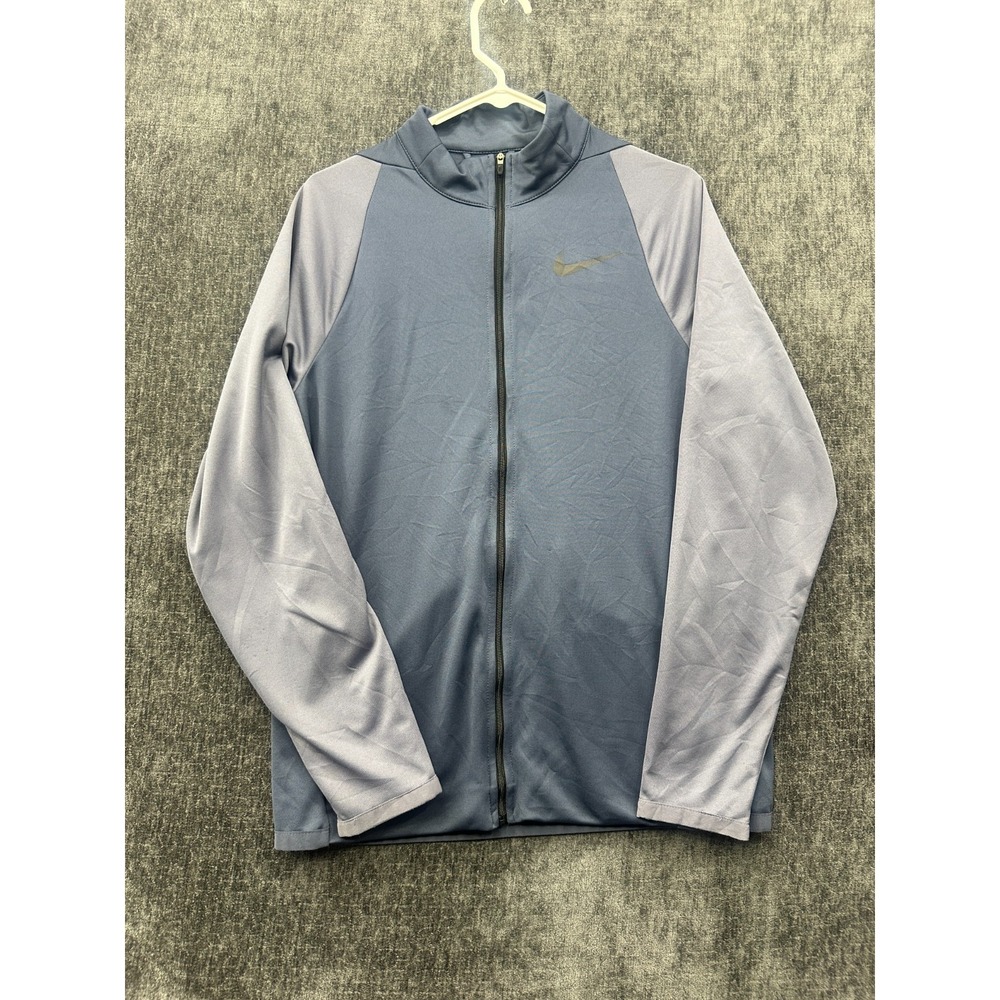 Nike Dri Fit Jacket Small Blue Gray Colorblock Raglan Sleeve Full Zip Running